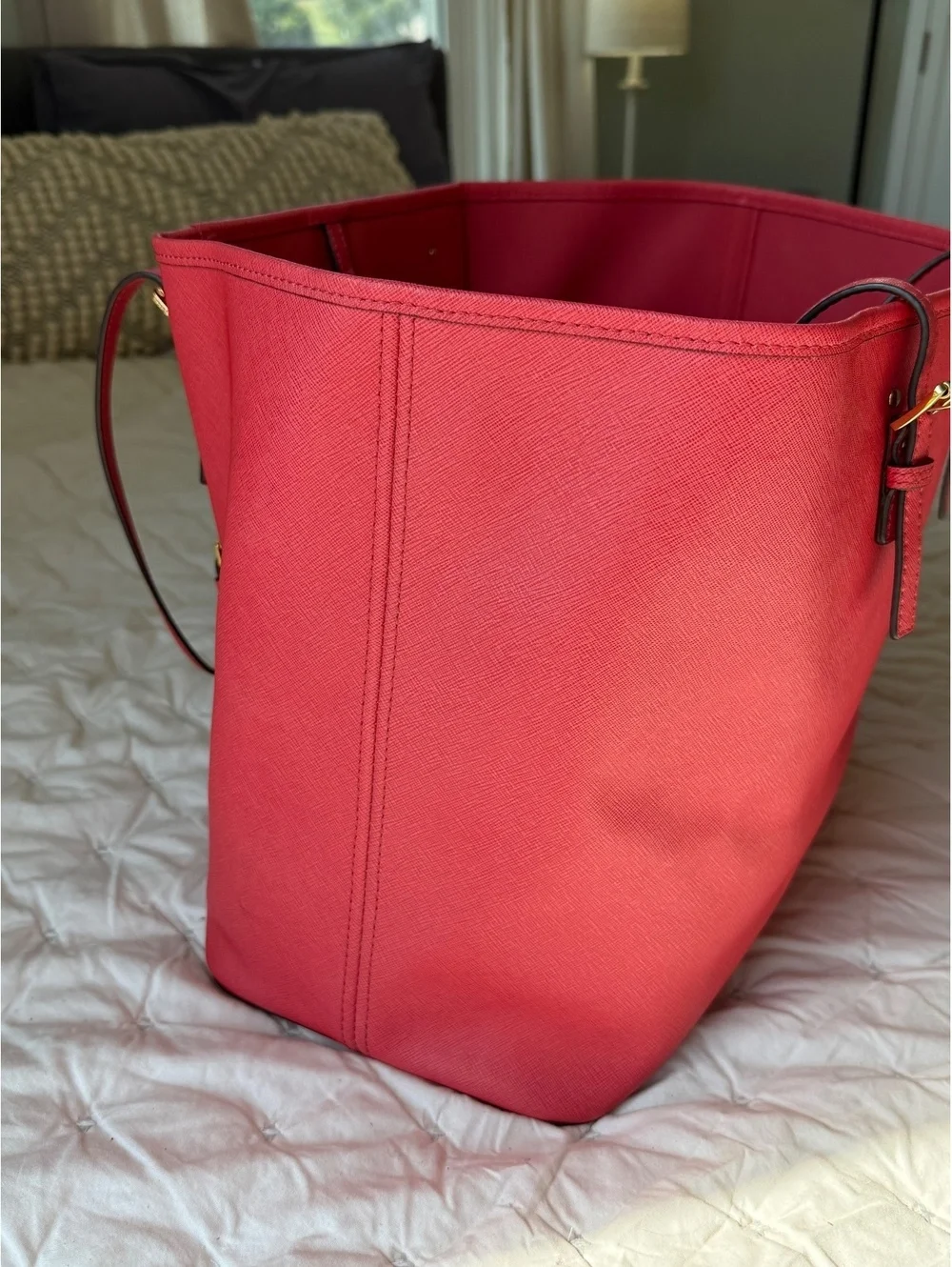 Michael Kors Jet Set Large Tote Pink Grapefruit Saffiano Leather (Cp2/hbp)